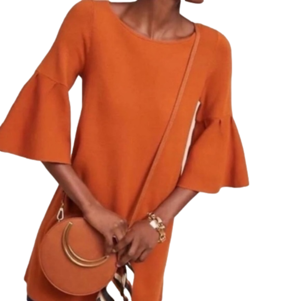 Anthropologie Moth Tunic Sweater Size XS Rust/ Burnt Orange Boho
